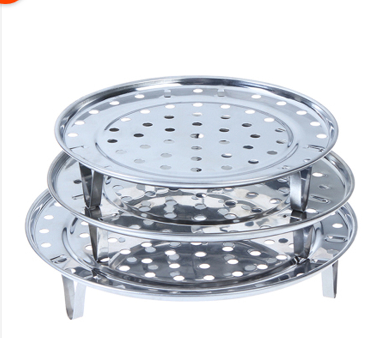 厂家直销家用不锈钢三脚蒸盘器可拆脚通用隔水带磁无磁蒸架蒸笼盘|ms