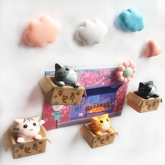 超萌求包養貓咪冰箱貼立體紙箱貓咪磁貼小白貓小黑貓可愛貓冰箱貼