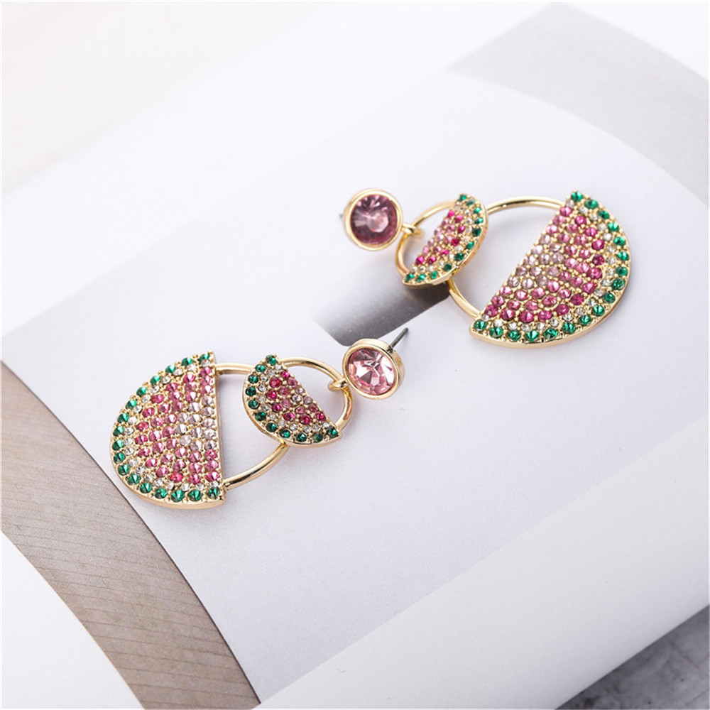 Sweet And Cute Diamond-sized Watermelon Geometric Earrings Accessories Female display picture 5