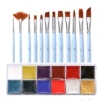 12 colors of oil paint + 12 blue rod brushes