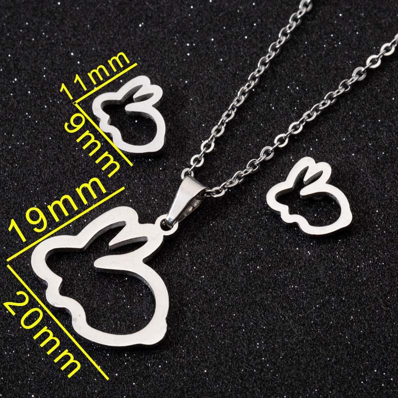 Fashion Moon Coconut Tree Fish Bone Stainless Steel Plating Hollow Out Earrings Necklace 1 Set display picture 3