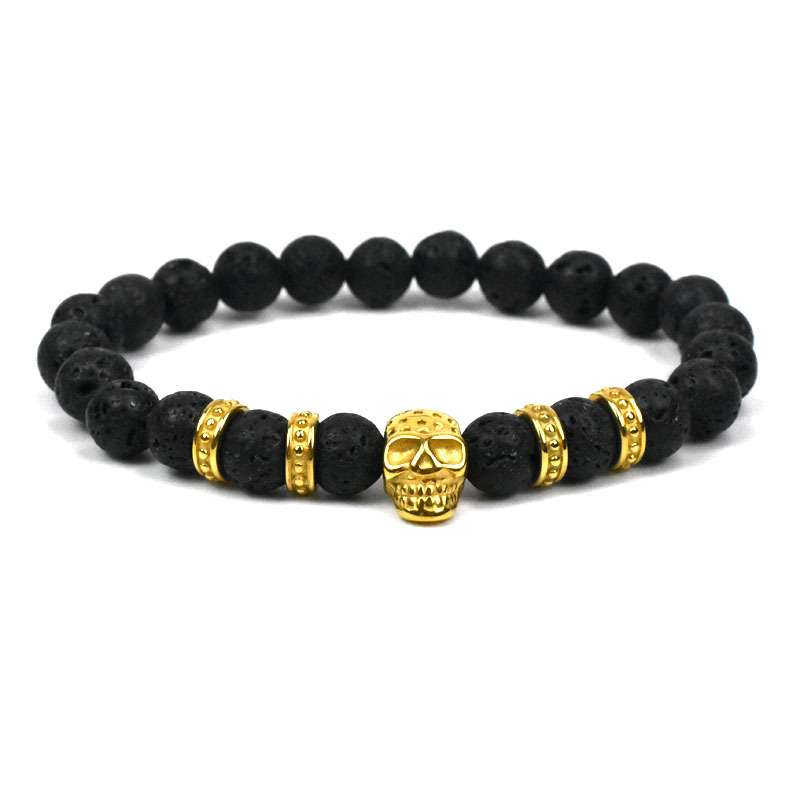 Fashion Skull Titanium Steel Beaded Bracelets 1 Piece