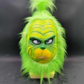 新款圣诞怪杰格林奇面具圣诞老人帽圣诞礼品派对乳胶面具一件代发