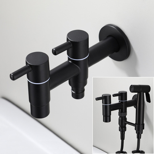 Black extended washing machine faucet special 4 minutes 6 minutes 304 stainless steel household water faucet mop pool spout