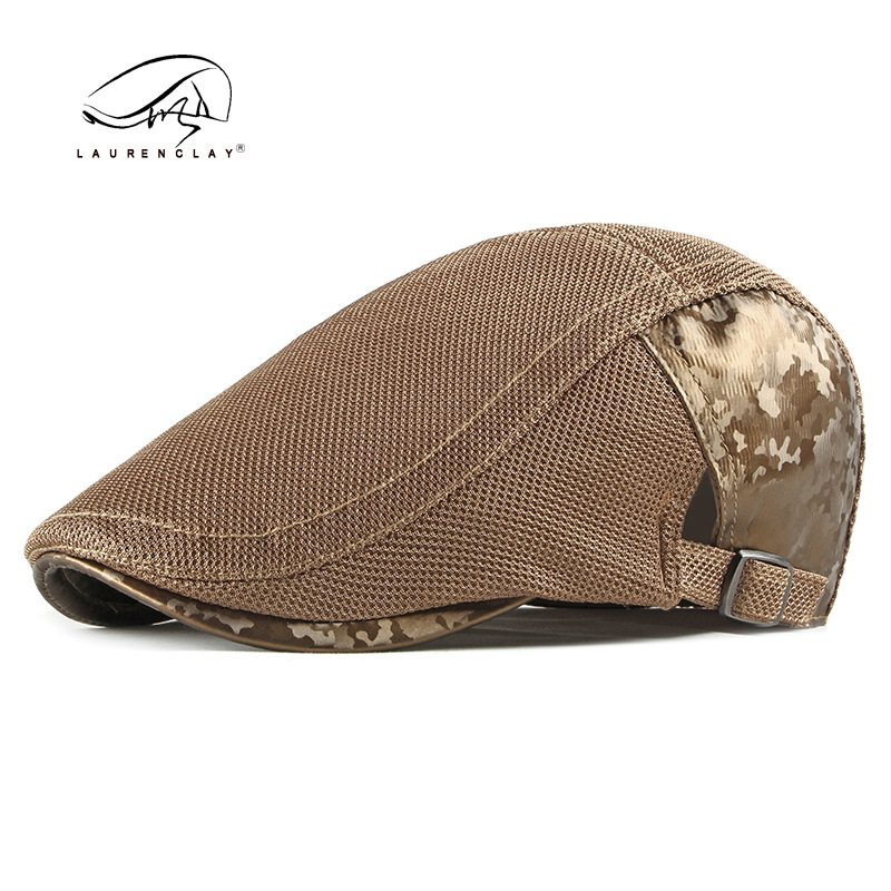 La primavera y el verano hueco de malla boina casual de los hombres de moda coreana enarboló el casquillo de las mujeres sombrero delantero sombrero de moda juvenil