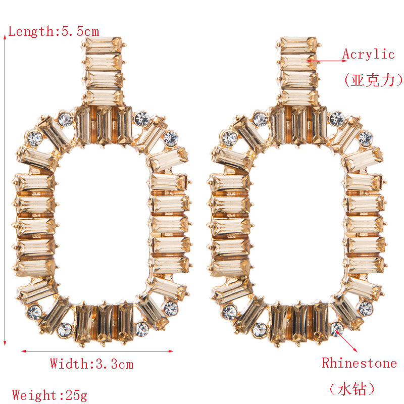 Fashion Simple Rainbow Earrings Alloy Diamond Square Color Acrylic Female display picture 1