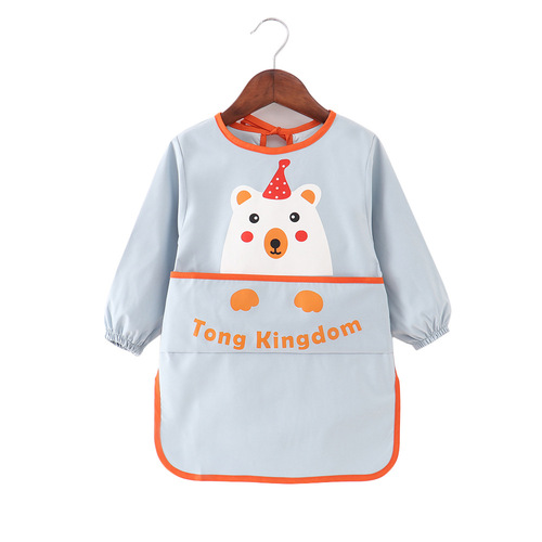 Baby eating smock, waterproof and anti-dirty, children's painting coat, long-sleeved girl's bib, rice pocket, reverse dressing