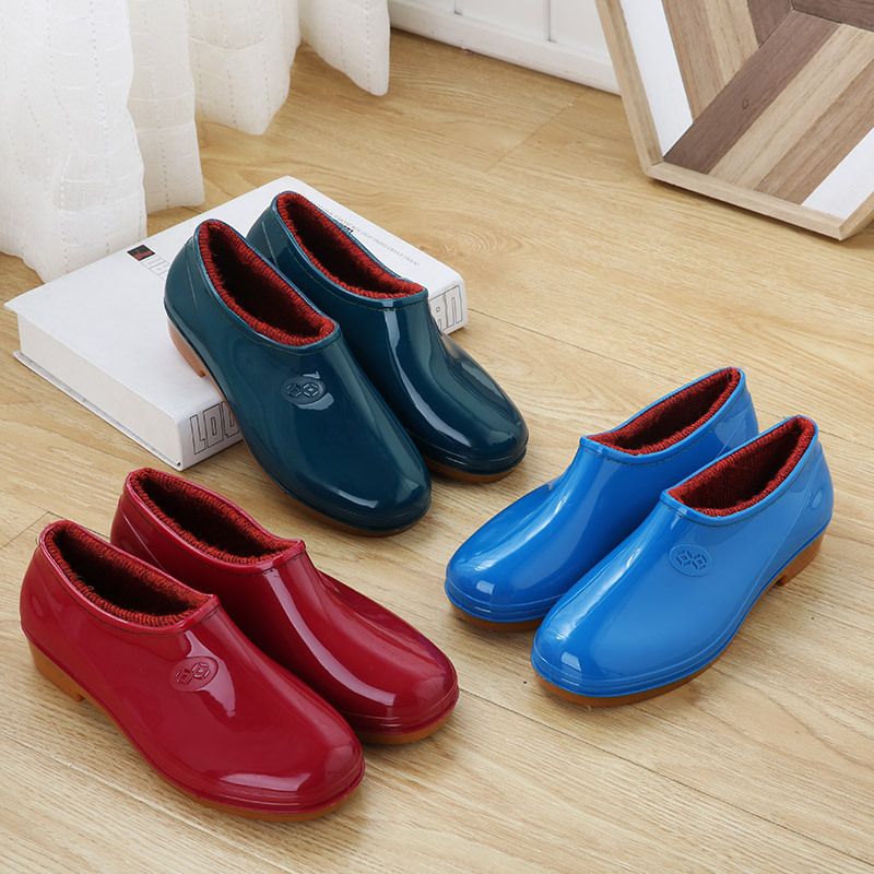 新款時尚成人雨靴淺口水鞋圓頭低幫防水雨鞋女短筒耐磨廚房工作鞋