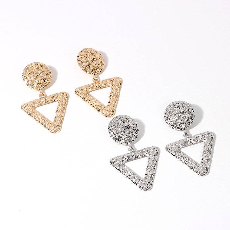 20g Weight Earrings Classification Wedding, Travel Occasion Women'S Gender Gold, Silver Color Fashion New Geometric Triangle Exaggerated Alloy Earrings For Women 6