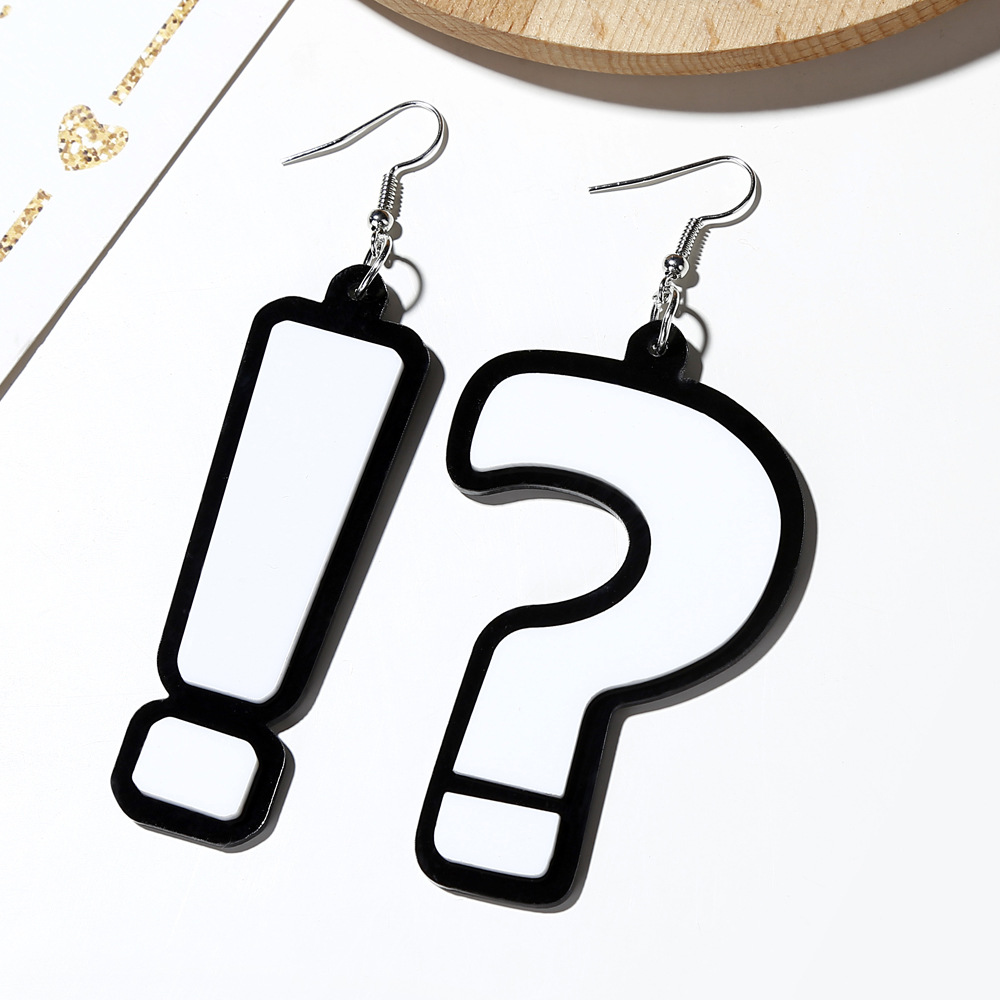 Creative New Question Mark Exclamation Point Earring Bar Hipster Exaggerated Jewelry Fashion Earrings Wholesale Nihaojewelry display picture 2