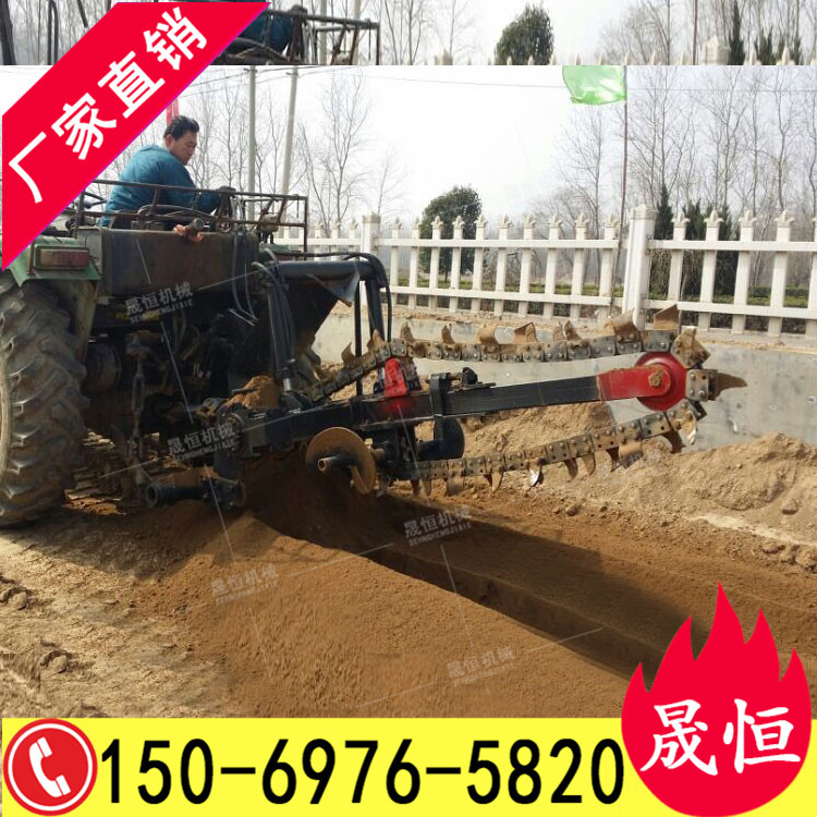 小型链条式开沟机 路沿石拖拉机开槽 圆盘式果园电缆管道挖沟人气