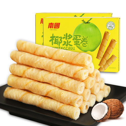 Southern Food Hainan specialty coconut milk egg roll 180g coconut milk sandwich thin egg roll biscuits casual snacks