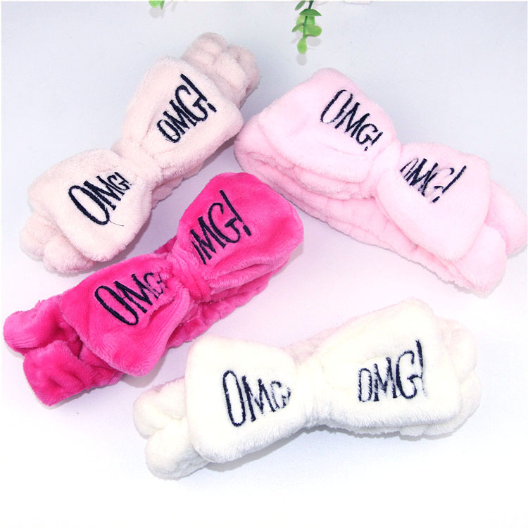 headband with letters with bow for face washing