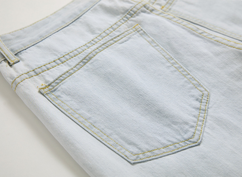 boy 2019 New Cross-Border Fashion European And American Style Ripped Men's Washed Light White Straight Large Size Jeans Men_viptrois.com