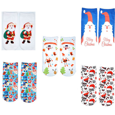 [2019christmas新款圣诞袜子女老人麋鹿圣3d数码印花定做来图定制]