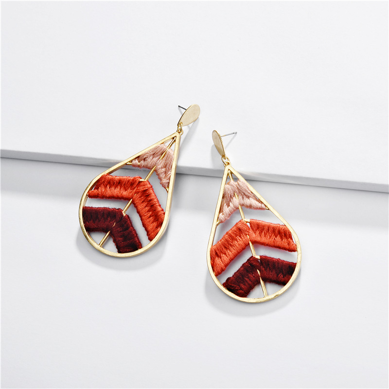 Jewelry Earrings Alloy Color Cotton Woven Hollow Leaves Female Earrings display picture 3