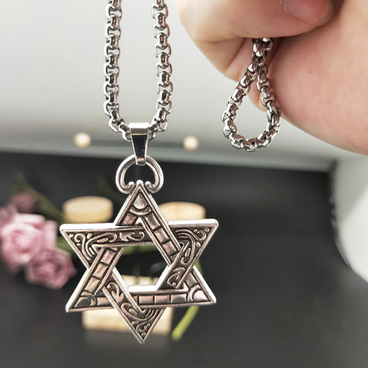 Six-pointed Star Necklace Titanium Steel Pendant For Couples_voghion.com