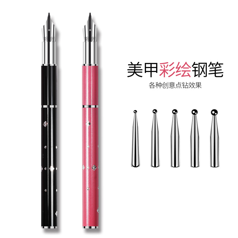 Herramientas de uñas al por mayor pintura ultra fina pluma de uñas pintura pluma de rastreo pluma taladro pluma 5 tipos de cabezas se pueden reemplazar