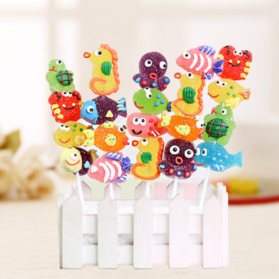 originality 48 Cartoon ocean world fruit juice String Stick Soft candy leisure time Small snacks wholesale