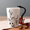Music ceramics, cup, guitar, musical instruments with glass, coffee enamel