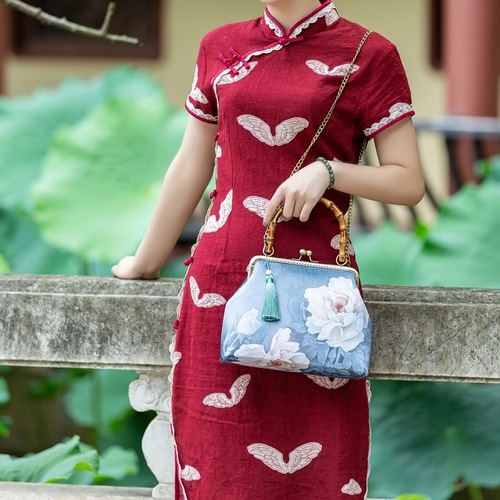 Retro women bag DIY handmade mouth gold bag Cheongsam qipao dress bag handbag slanting across the dinner party