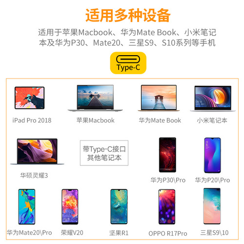 Cross-border type-c to hdmi+vga laptop extended screen display 4K video adapter cable