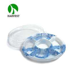 寿司圆盘高盖包装盒圆形寿司盒分格派对便当盒打包餐盒批发200套