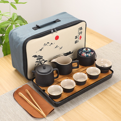禅风黑陶茶具 便携式功夫茶具  年会礼品 客户回礼 伴手礼 礼物LO