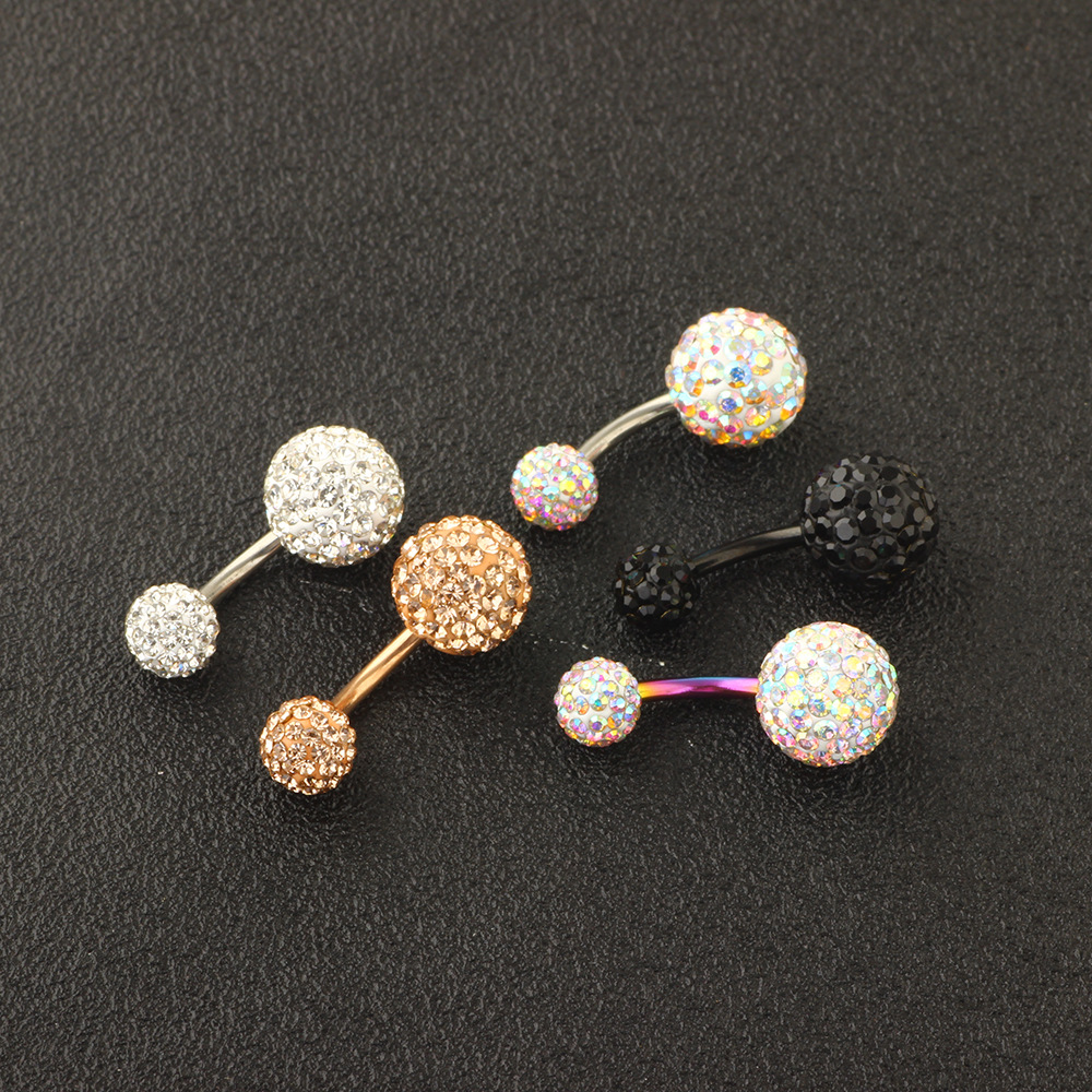 Drill Ball Set Navel Ring Stainless Steel Body Piercing Jewelry 5-Piece Set 2024 Spring detail image 7