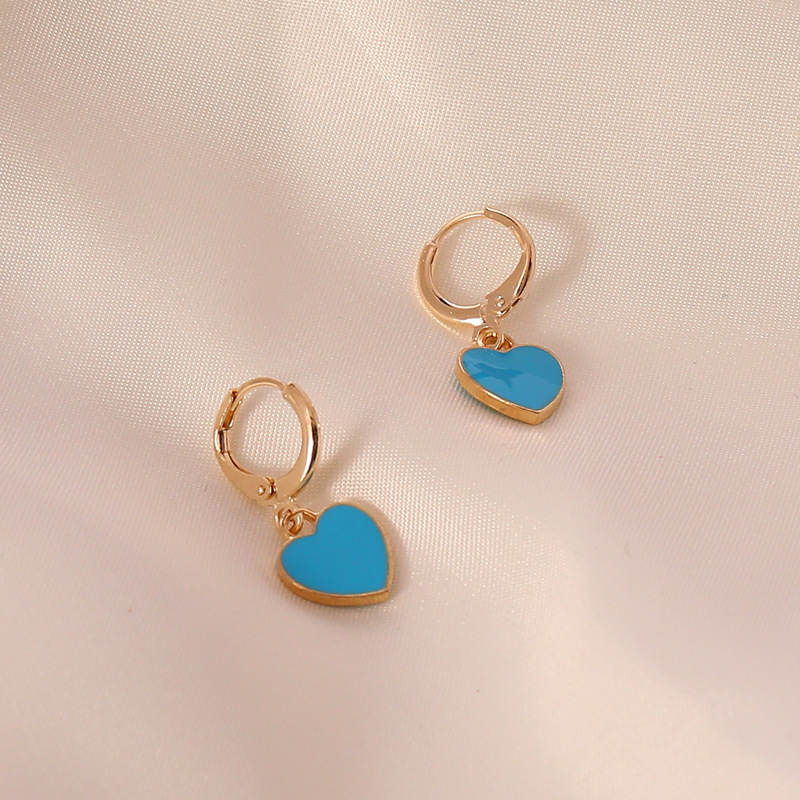 Multi-color Oil Drop Heart Earrings display picture 2