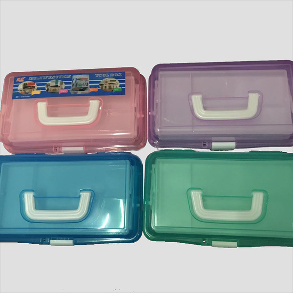 Transparent toolbox 671 toolbox three -layer plastic tool box nail…