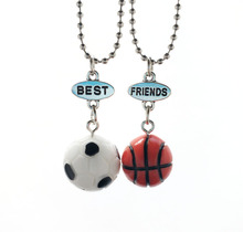 兒童流行飾品可愛童趣立體樹脂足球籃球運動系列好朋友BF項鏈吊墜