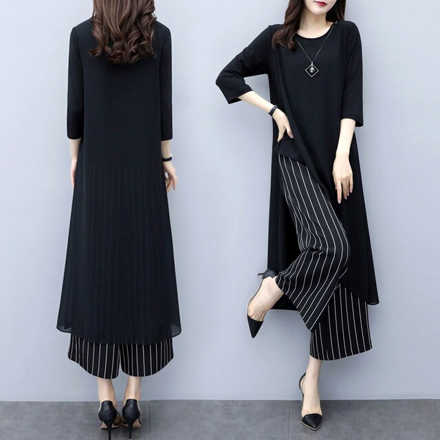 New Spring and Summer Suits Two-piece Slim and Broad-legged Pants