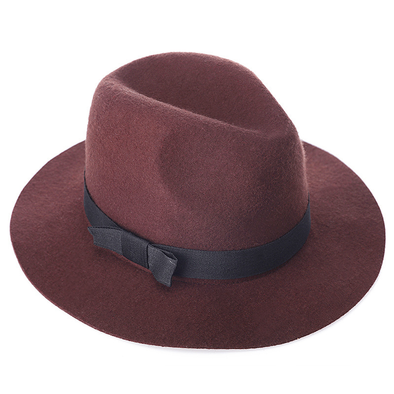 Sombrero de otoño e invierno europeo y americano de moda de las mujeres sombrero de fieltro sombrero de lana pura británico nuevo bolso de lana pelo superior Venta caliente