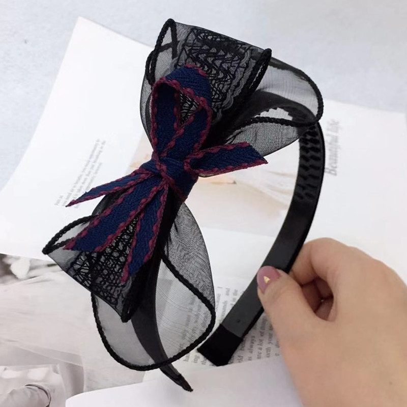 Headband Spring And Summer New Mesh Lace Multi-layer Bow Head Buckle With Teeth Non-slip Headband Hairpin Women display picture 5