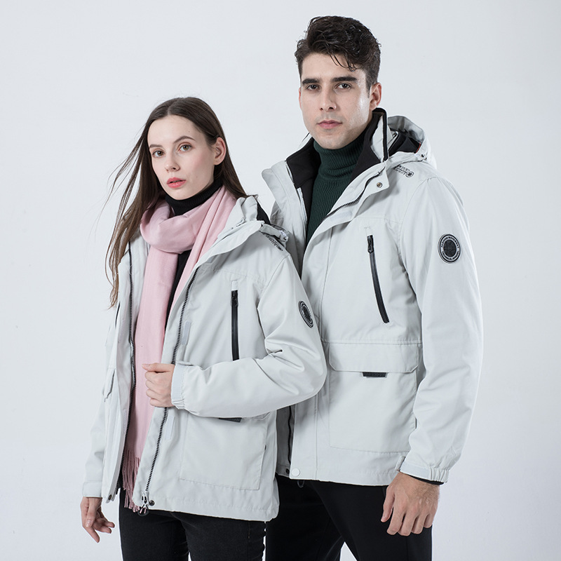 19年秋冬新款豹迹沖鋒衣男女三合壹可拆卸兩件套戶外抓絨運動服