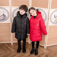 现货儿童2019冬季民族风中小童棉衣女童印花纯色棉服外套一件代发