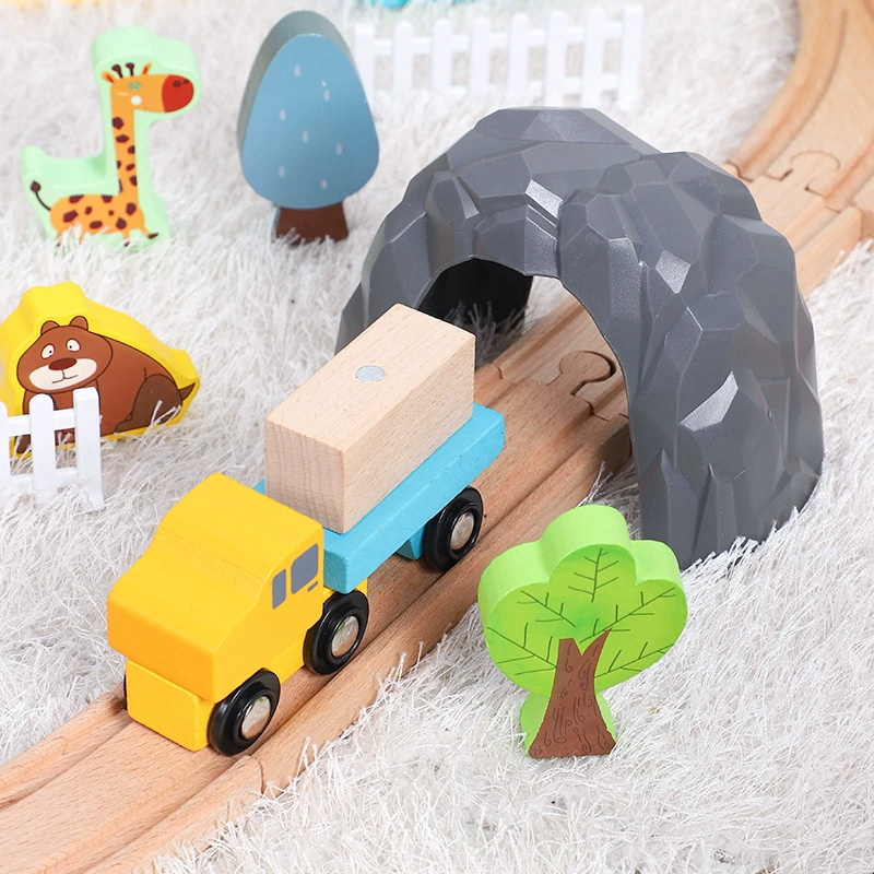 Лекур Train, деревянный набор с перилами, игрушечная машина, зоопарк