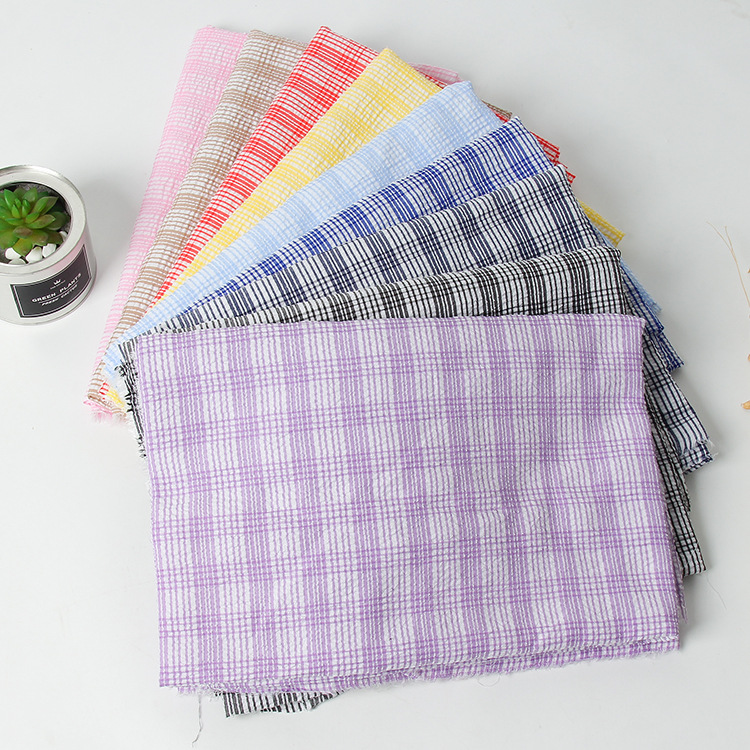 热销厂家直销 泡泡布  格子 泡泡纱 男士沙滩裤