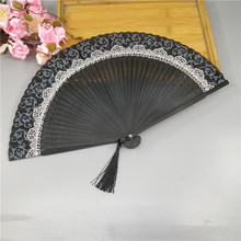 精致头青折扇小礼品印花中国风女式真丝扇子舞蹈精致小巧开合顺畅