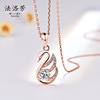 Swan, necklace, stone inlay, fashionable chain for key bag , silver 925 sample