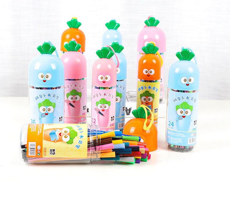 Creative Carrot Shaped Watercolor Pens Set Children's Painting Coloring Brush display picture 1