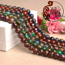 天然金彩石散珠 圆珠 DIY饰品配件 手工半成品 串珠 厂家直销批发
