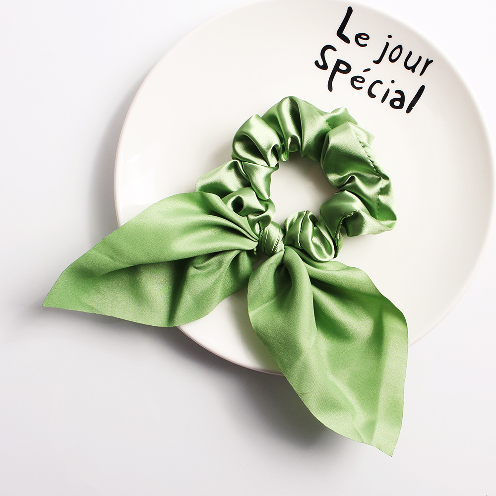 New Fashion Fabric Hair Ring Satin Solid Color Rabbit Ear Cheap Hair Ring Wholesale display picture 7
