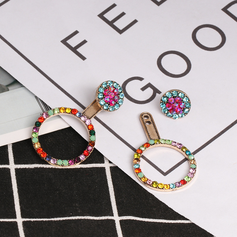 Women&#39;s Exaggerated Earrings With Colorful Diamond Crystal Circle Geometric Earrings display picture 5