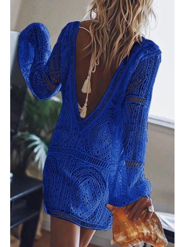 Loose Fit Type Solid Color Pattern 2025 Spring and Summer Season Wholesale Women's Temperament Commuter British Style Solid Color Daily Beach V Neck Long Sleeve One-Step Skirt