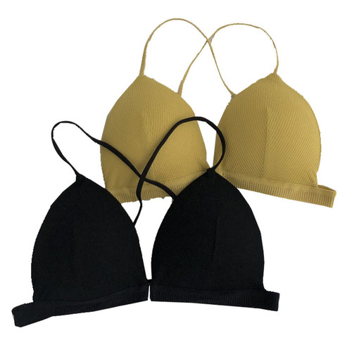 New French style bra front buckle without steel ring push-up student bra solid color sexy cross beautiful back wrapped chest underwear for women