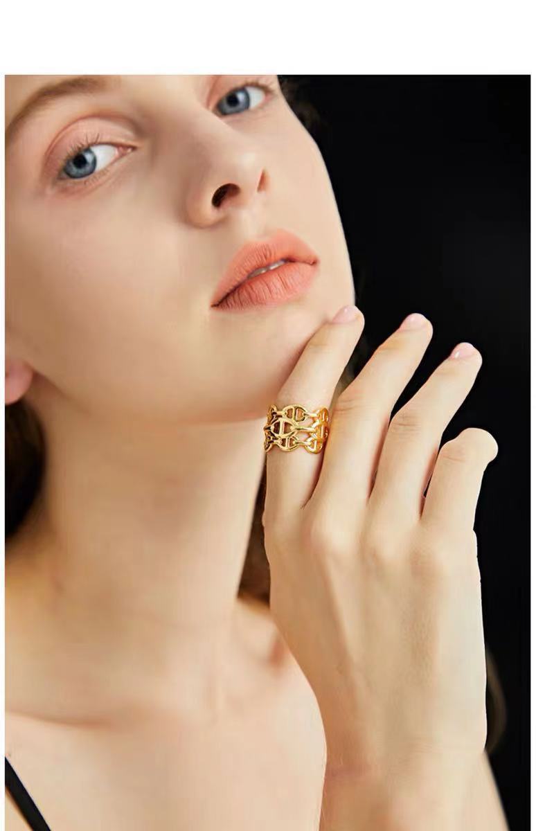 Europäische Und Amerikanische Ins Neue Mode Temperament Kalt Wind Breit Hohl Metall Mode Öffnung Verstellbarer Zeigefinger Ring display picture 16