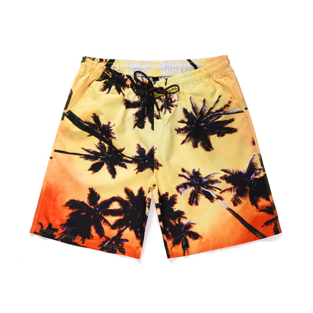 Peach-skin velvet shorts Summer New Seaside Coconut Forest Printed