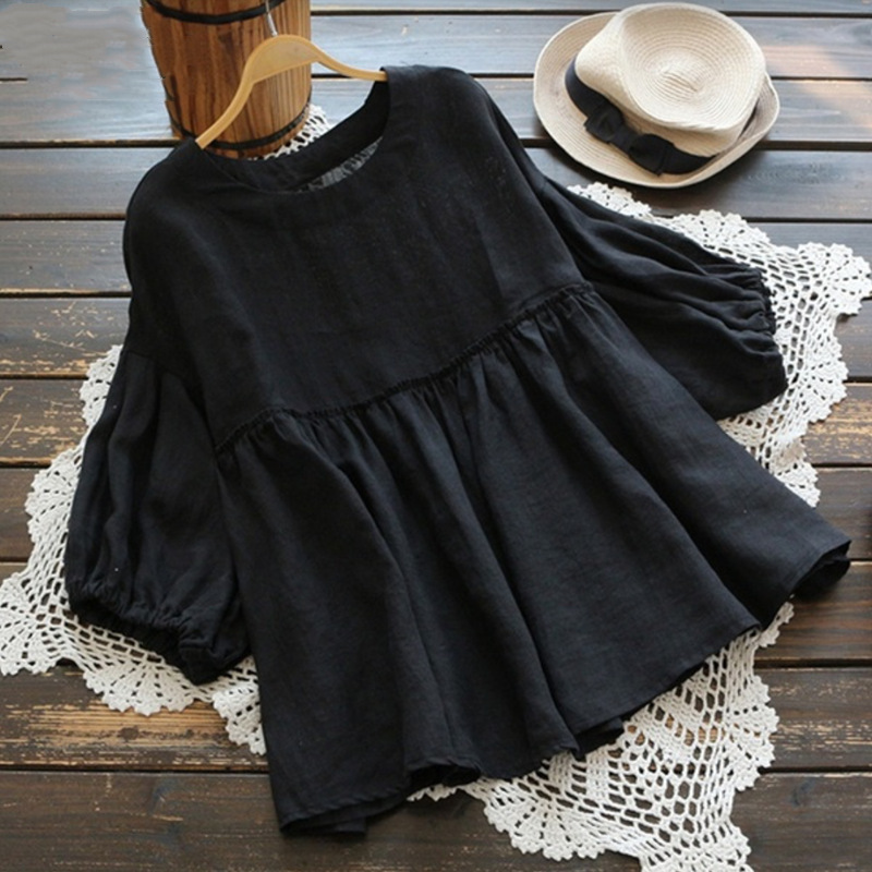2019新型の人気大きいサイズの婦人服の純色の日本の5分の袖の子供のシャツの上着|undefined